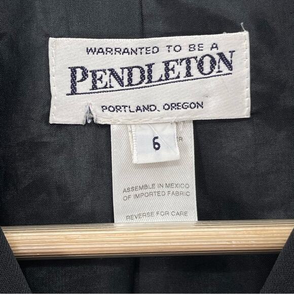 Vintage 90s Pendleton Y2K Black Button Front Office Preppy Blazer Jacket Size 6 - Picture 6 of 9